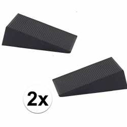 2x deurstopper / deurwig rubber zwart 16 mm