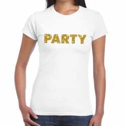 Toppers party goud glitter tekst t shirt wit dames