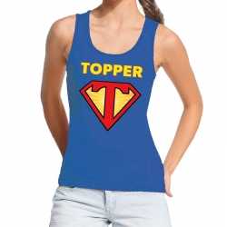 Toppers super topper logo tanktop / mouwloos shirt blauw dames