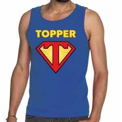 Toppers super topper logo tanktop / mouwloos shirt blauw heren