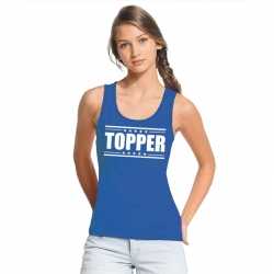 Toppers topper tanktop mouwloos shirt blauw witte letters dames