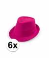 6x goedkope roze verkleed hoedjes toppers 6018