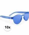 Toppers 10x blauwe verkleed zonnebrillen volwassenen
