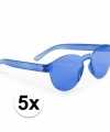 Toppers 5x blauwe verkleed zonnebrillen volwassenen