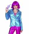 Toppers blauwe disco seventies verkleed colbert jasje dames
