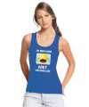 Toppers ik ben hier niet vrijwillig tanktop mouwloos shirt blauw dames