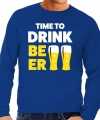 Toppers time to drink beer tekst sweater blauw