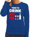 Toppers time to drink wine tekst sweater blauw dames