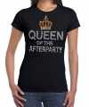 Toppers zwart toppers queen of the afterparty glitter t-shirt dames